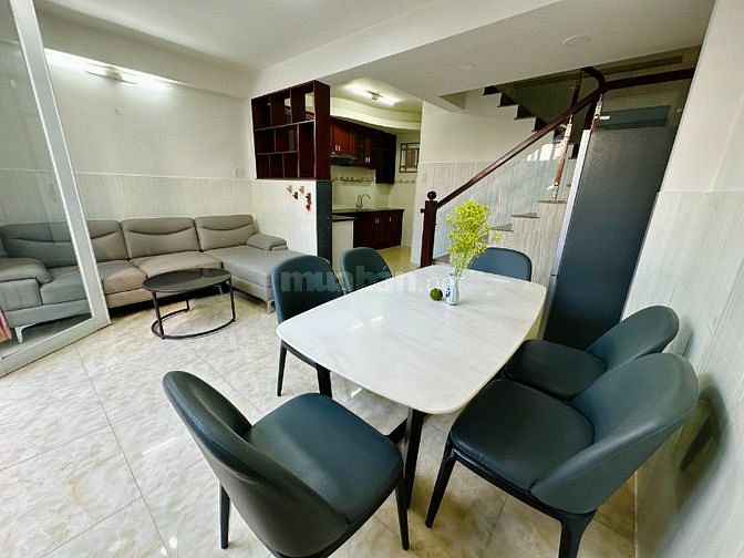 6,9 tỷ 37,2m2(4,8*7,7m)  140m2 sàn, 3PN, 4WC, trệt + 1 lửng + 3 lầu