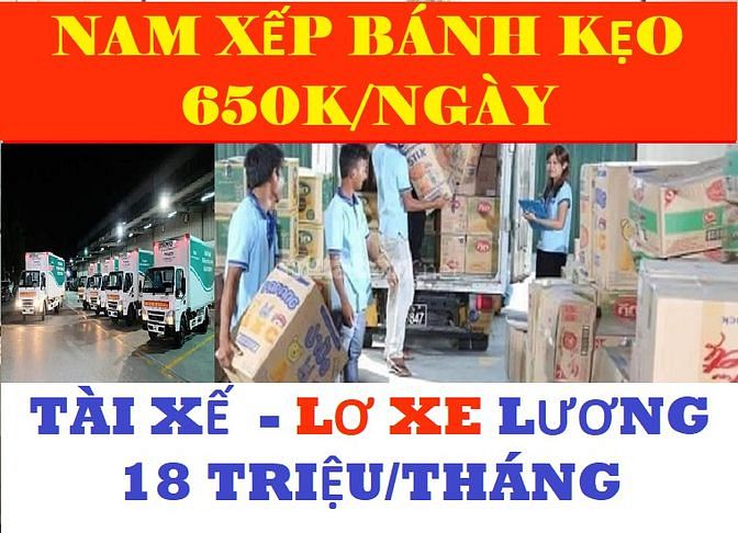 HỒ CHÍ MINH => Xếp Bánh kẹo 650K + Lái Xe Tải Lơ Xe B2 C D 18 Triệu