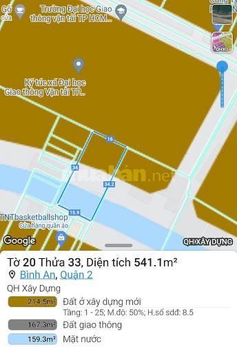 Cần bán 541m2 đất thổ cư đường 6/13 Trần Não, Quận 2 (  Cũ )