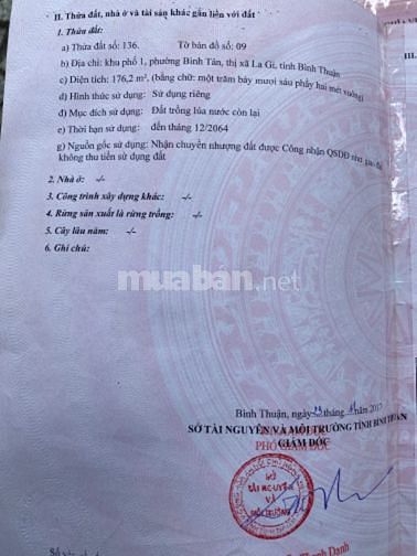 Cần tiền bán gấp đất Thổ cư Lagi
