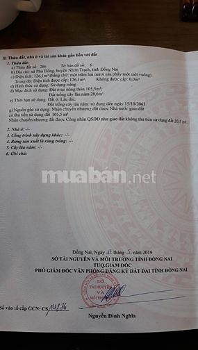 Đât thổ cư - khu thanh Van Long Chính chủ -6x20m 