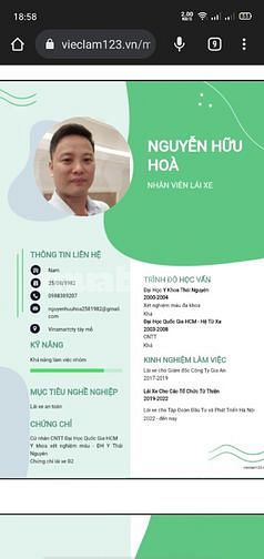Ứng Tuyển Lái xe cho lãnh đạo 