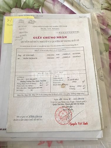Bán đất đường 11 Trường Thọ , Thủ Đức 