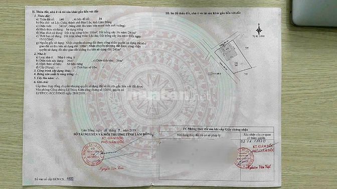 CẦN BÁN GẤP LÔ GÓC 314m CÓ 100m THỔ CƯ ( TP BẢO LỘC ) GIÁ RẺ