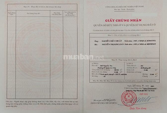 GIẢM GIÁ ĐẶC BIỆT!!! Nhà đẹp 36/2 Nguyễn Du, Phường 07, Quận Gò Vấp