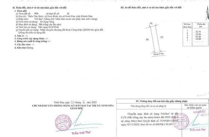 Tôi Chính Chủ Bán Lô Đất Thổ Cư ở Ninh Bình - Ninh Hoà. Xem Ngay