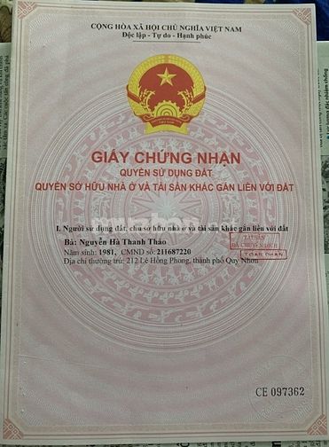 Đất nền ĐẢO CÙ LAO XANH-Nhơn Châu. 15*15m Sổ Hồng 100% thổ cư.
