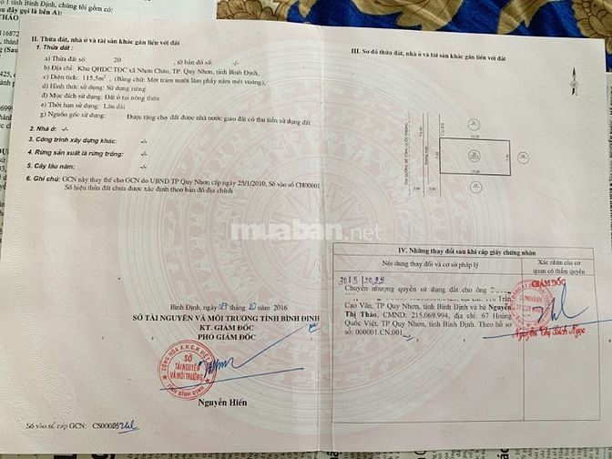 Đất nền ĐẢO CÙ LAO XANH-Nhơn Châu. 15*15m Sổ Hồng 100% thổ cư.