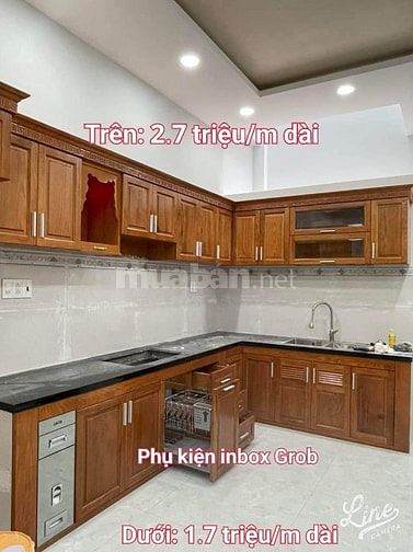 Tủ bếp, kệ bếp gỗ tự nhiên, gỗ sồi