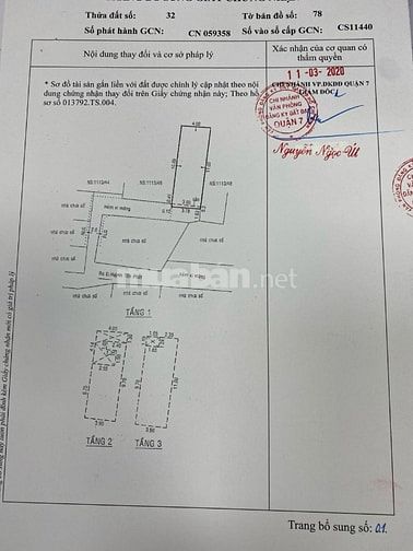 Chính chủ bán nhà hẻm 1027 Huỳnh Tấn Phát, Quận 7, DT 4x12m, 3 tầng