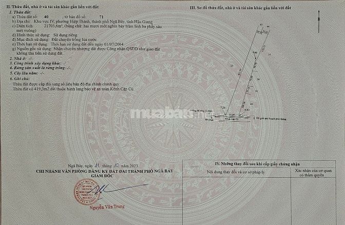 CHÍNH CHỦ, Đất Tp Ngã Bảy, Phường Hiệp Thành, Vị trí VIP