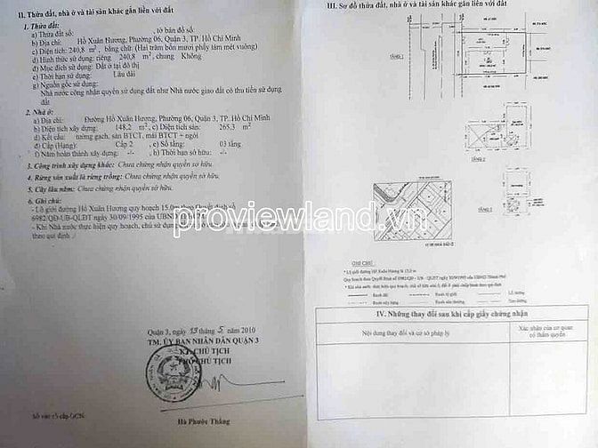 Bán nhà Quận 3, Cách đường CMT8 100m, ngay ngã 3, 242m2 đất, 2 tầng