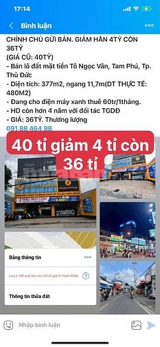 BÁN GẤP HẠ 4 TỶ  GIÁ CŨ :40 TỶ GIẢM CÒN 36 TỶ   BÁN MẶT TIỀN ĐƯỜNG TÔ 