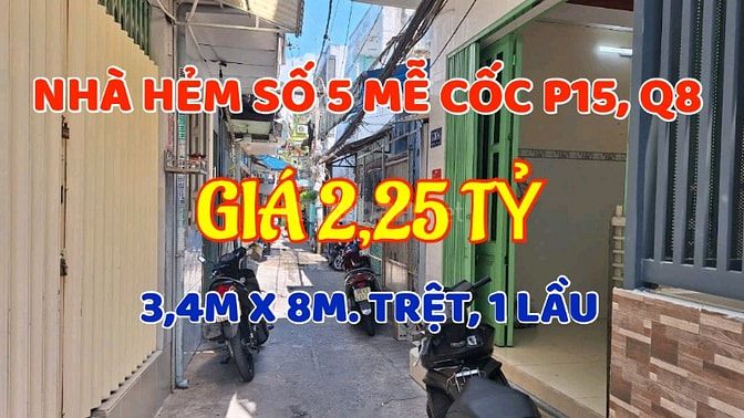 Cần bán gấp nhà 37,2m2, 1trệt, 1lầu. N 3,4m x Dài 8m. Hẻm số 5 Mễ Cốc.