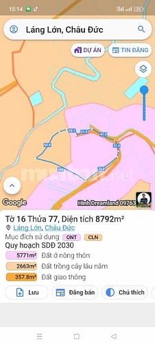 Bán Lô Đất 1,3ha Tại Láng Lớn - Châu Đức