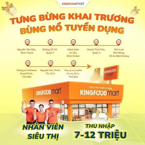 Kingfoodmart cần Tuyển gấp NV Thu ngân, Bán Hàng, Trực Quầy, Tạp Vụ