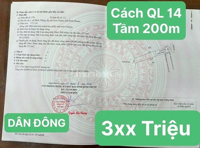 KÈO THƠM 🍍 RẺ NHẤT Xã Minh Thắng, Chơn Thành BP - GẦN QUỐC LỘ 14