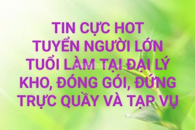 TIN CỰC HOT TUYỂN NGƯỜI LỚN TUỔI LÀM TẠI ĐAI LÝ KHO, ĐÓNG GÓI, ĐỨNG TR