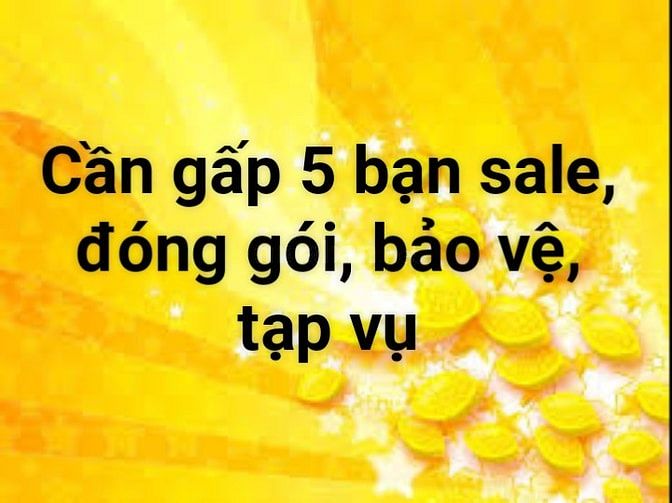 Cần 5 bạn bán hàng tiêu dùng ( ưu tiên Trung tuổi)