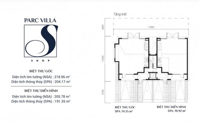 Cho thuê văn phòng mặt tiền Parc Villas Shophouse, trường SIS 93m2