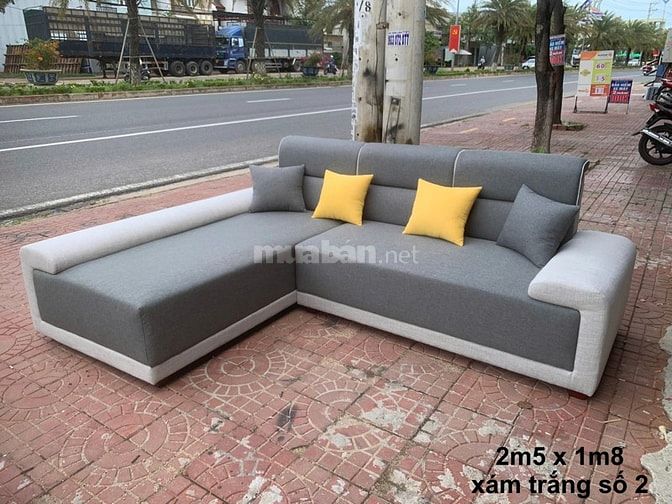 Sofa góc L cho phòng khách căn hộ chung cư hiện đại 2m4x1m6 nệm vả