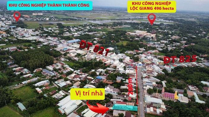 Nhà 761 m2 thổ cư mặt tiền ĐT 821 trung tâm chợ Lộc Giang, Đức Hòa, LA