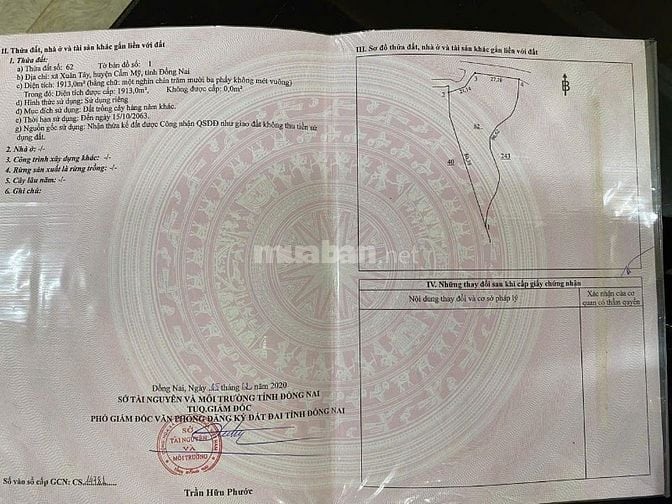 Bán 1.3 hec ta đất xã Xuân Tây huyện Cẩm Mỹ tỉnh Đồng Nai