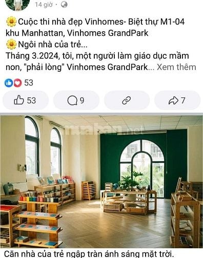 Cần bán Nhà Biệt Thự đơn lẻ - đã hoàn thiện - Khu Vinhome Grandpark