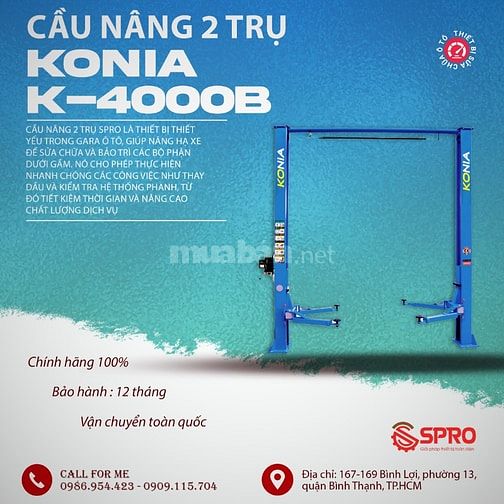 Cầu nâng ô tô 2 trụ giằng trên KONIA K-4000B