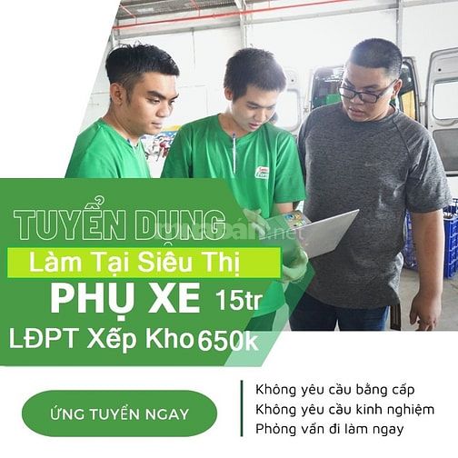 Cần Tuyển Phụ Xe Lơ Xe, LĐPT  Bốc Xếp Bánh Kẹo Lương Cao 16 Triệu/ Th