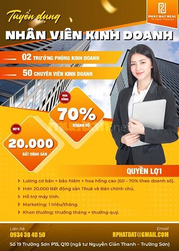 CÔNG TY PHÁT ĐẠT REAL TUYỂN DỤNG NHÂN VIÊN THÁNG 11