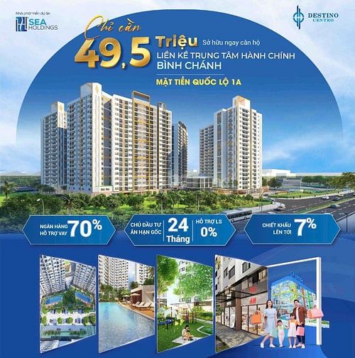 Căn hộ 50m2, 2 PN, Dự án Destino Centro