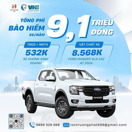 BÁN - Bảo hiểm xe ôtô Ford Ranger XLS 4x2 at 2024