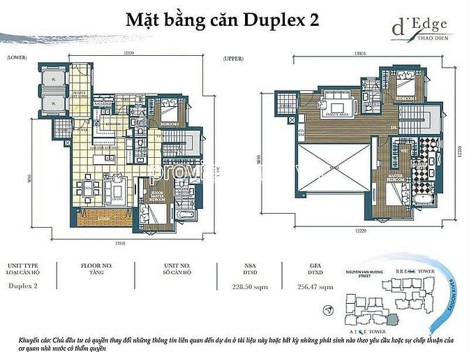 Bán căn Duplex tại D'Edge Thảo Điền, view sông, 2 tầng, 256m2, nt