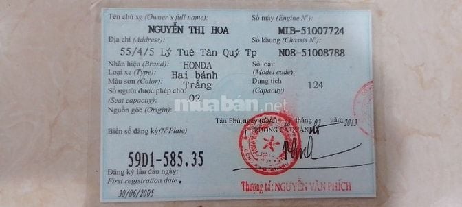 Tay ga Honda 125cc , giấy tờ đầy đủ , máy mạnh bốc êm , trầy ko bể , 