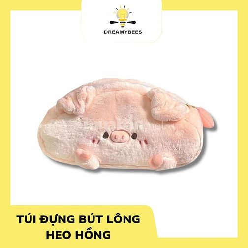 Túi đựng bút lông heo hồng sức chứa lớn - DreammyBees