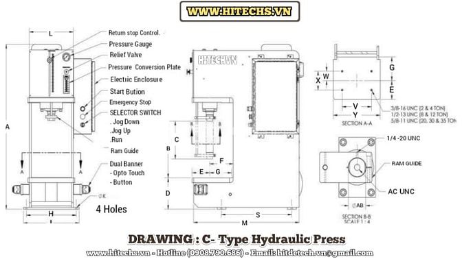 Máy ép thủy lực, Hydraulic press Machine, made in Việt Nam,  Hitechvn