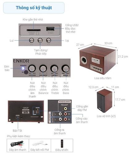 Loa vi tính Bluetooth Enkor S2850 BASS KHỦNG