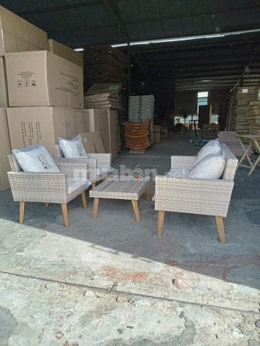 Sofa gỗ giả mây hàng xuất khẩu nguyên Thùng khách về tự lắp láp giúp e