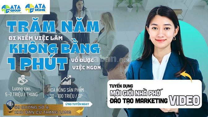 ATA HOME tuyển NVKD BĐS hỗ trợ đào tạo Marketing Tiktok miễn phí