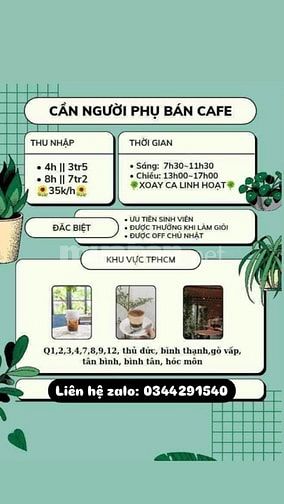 việc làm phục vụ sinh viên Bình Thạnh