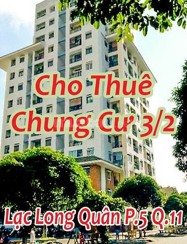 Cho Thuê Chung Cư 3/2 : Lạc Long Quân P.5 Q.11 dt:60m2 - 2PN - 1PK