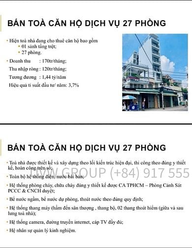 39 tỷ, 27 phòng, Bán gấp toà nhà căn hộ dịch vụ 109 Phạm Thế Hiển, Q.8