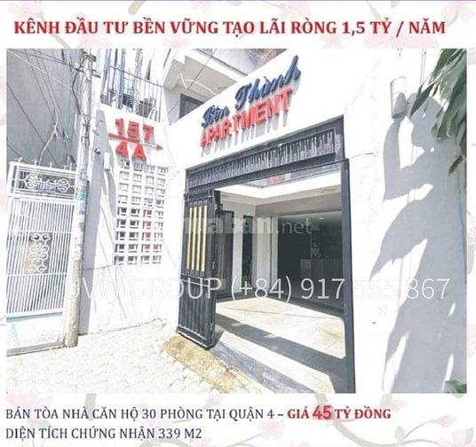 39tỷ, 30phòng, Bán gấp toà nhà căn hộ dịch vụ 157/4 Tôn Thất Thuyết,Q8