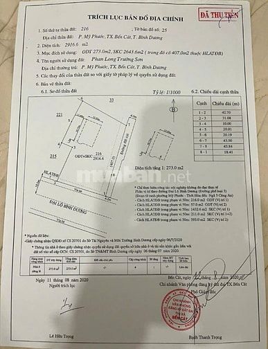 Bán 2 Thửa Đất, sổ hồng riêng, MT Quốc Lộ 13, Bến Cát, Bình Dương