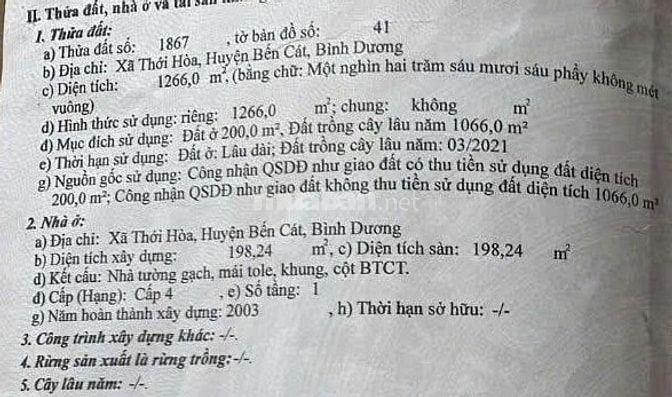 Đất MT Đại Lộ Bình Dương, Bến Cát, Bình Dương, sổ hồng riêng