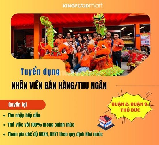 Tuyển LĐPT - Bán Hàng, Thu Ngân, Trực Quầy, Tạp Vụ, Bảo Vệ, Kho