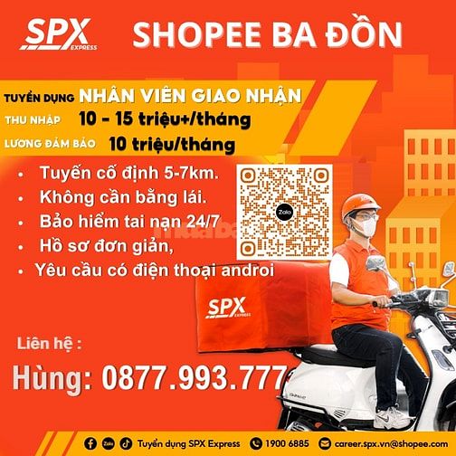 [SPX EXPRESS - Ba Đồn ]💥TUYỂN NHÂN VIÊN GIAO HÀNG SHOPEE.