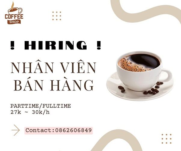 TUYỂN DỤNG NHÂN VIÊN BÁN HÀNG PARTTIME/FULLTIME 