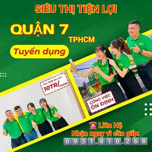 🔥CẦN GẤP NAM NỮ LÀM VIỆC TRỰC TIẾP TẠI KHU VỰC Q.7 